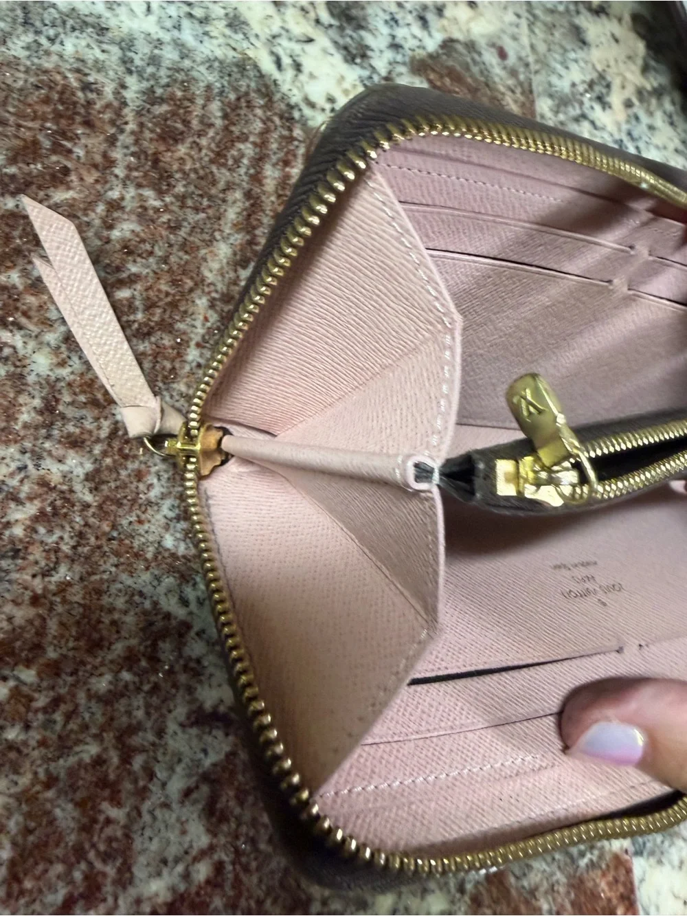 Louis Vuitton Monogram Zip Around Wallet in Brown and Gold
